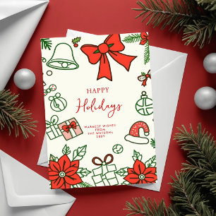 Cartão Postal De Festividades Natal Rabisco Desenho à Mão 