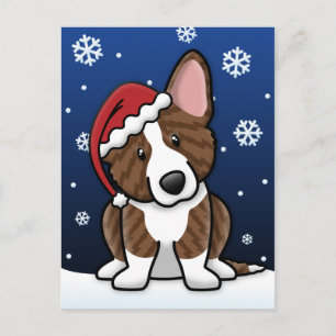 Cartão Postal De Festividades Natal rajado do Corgi de Galês do casaco de lã d