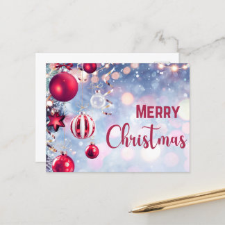 Cartão Postal De Festividades Natal Red Baubles a passar o feliz Natal