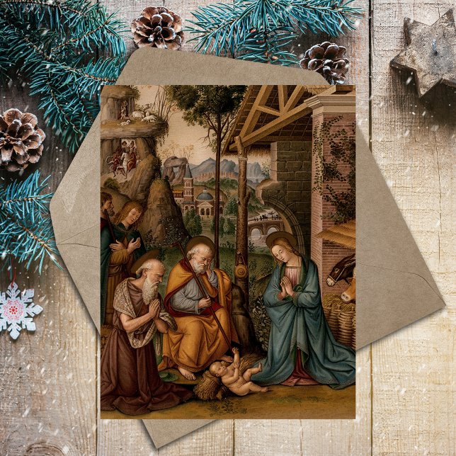 Cartão Postal De Festividades Natal religioso Cristo (Nativity Scene of Jesus Christ Religious Traditional Christian Catholic Christmas Holiday Postcard)