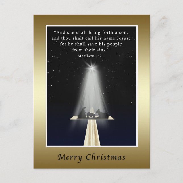 Cartão Postal De Festividades Natal, religioso, natividade e cruz (Frente)
