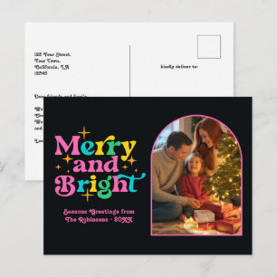Cartão Postal De Festividades Natal Retro Alegre e Brilhante Pop Tropical