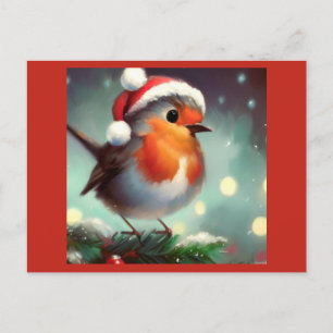 Cartão Postal De Festividades Natal Robin 2