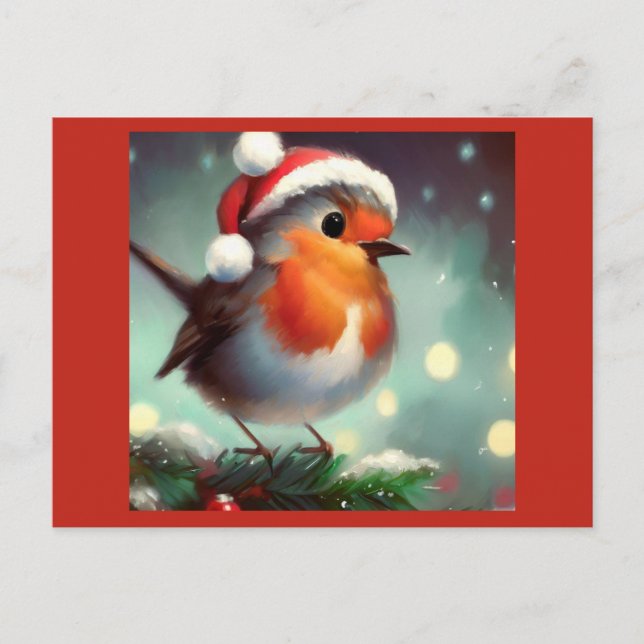 Cartão Postal De Festividades Natal Robin 2 (Frente)