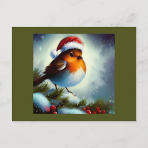 Cartão Postal De Festividades Natal Robin 3