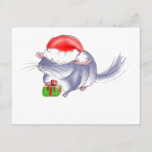 Cartão Postal De Festividades Natal roxo bonito da chinchila