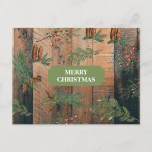 Cartão Postal De Festividades Natal Russo Coníferas Pine Feliz de Madeira