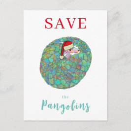 Cartão Postal De Festividades Natal Salve o Pangolim Animal Fofo