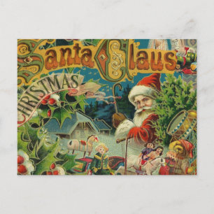 Cartão Postal De Festividades Natal Santa Claus Vintage Antiquado Vitoriano