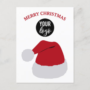 Cartão Postal De Festividades Natal Santa Hat Logotipo de negócios de Natal feli