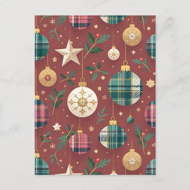 Cartão Postal De Festividades Natal Tartan (Frente)
