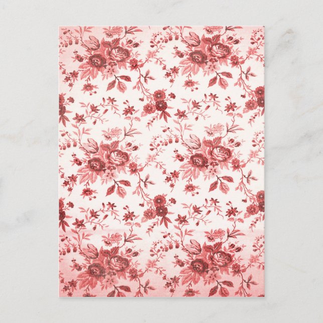 Cartão Postal De Festividades Natal Toile gasto vermelho (Frente)