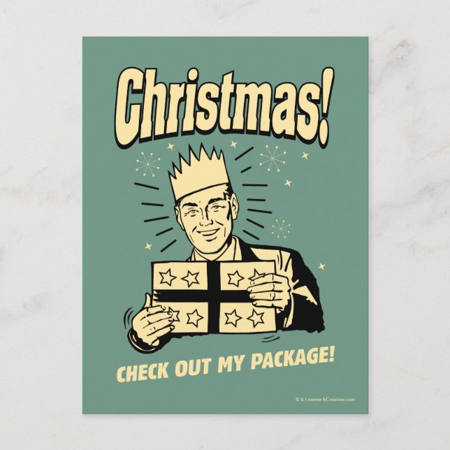 Cartão Postal De Festividades Natal: Veja meu pacote (Frente)