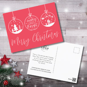 Cartão Postal De Festividades Natal Vermelho Alegre e Brilhante de Negócios