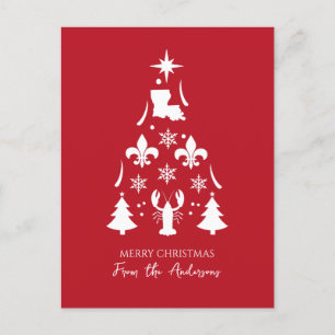 Cartão Postal De Festividades Natal Vermelho Cajun Feriado