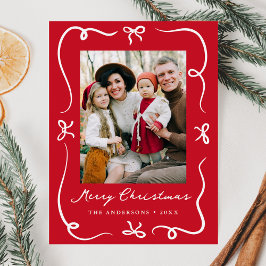 Cartão Postal De Festividades Natal Vermelho de Arcos Desenhados à Mão