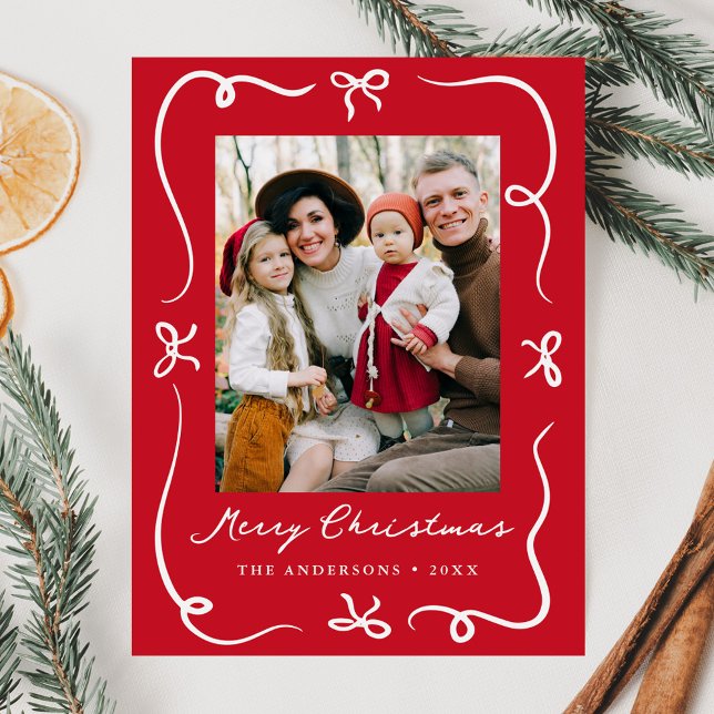 Cartão Postal De Festividades Natal Vermelho de Arcos Desenhados à Mão (Criador carregado)