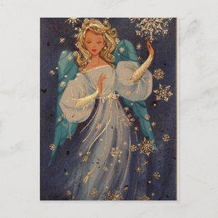 Cartão Postal De Festividades Natal vintage Angel