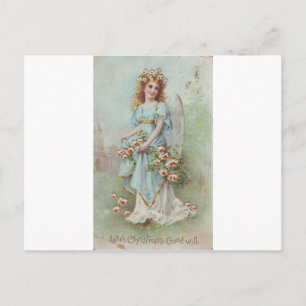 Cartão Postal De Festividades Natal vintage Angel