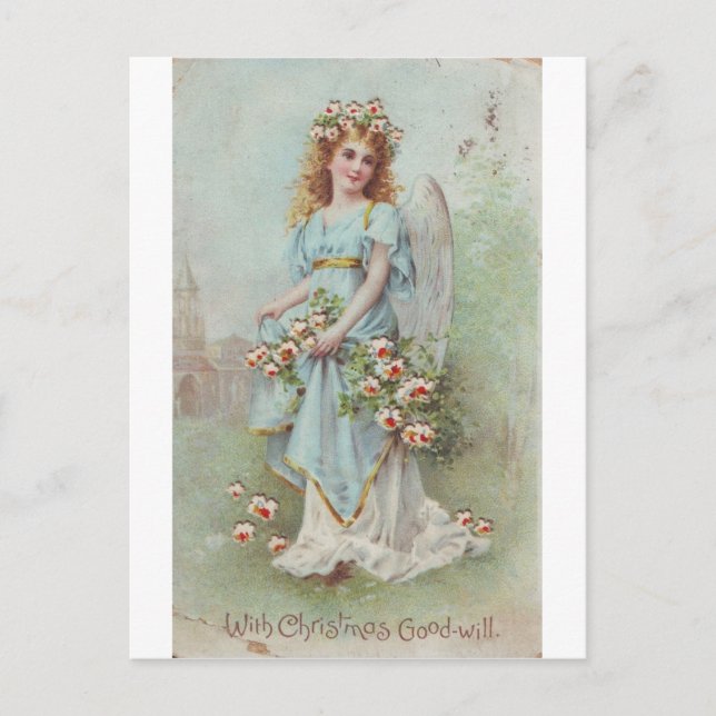 Cartão Postal De Festividades Natal vintage Angel (Frente)