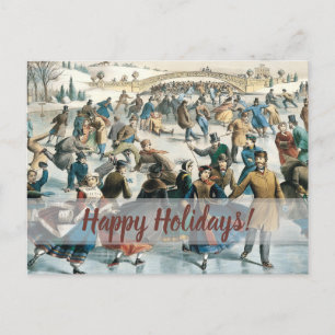 Cartão Postal De Festividades Natal Vitoriano Central Park Currier & Ives