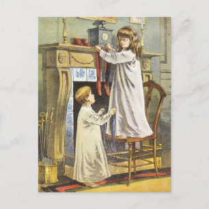 Cartão Postal De Festividades Natal vitoriano, refeitórios de Natal para crian