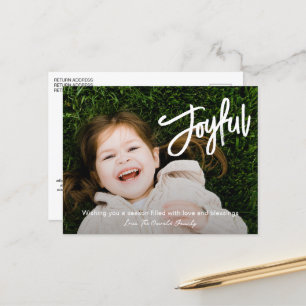 Cartão Postal De Festividades Natalina Moderna Alegre com Letra de Pincel Elegan