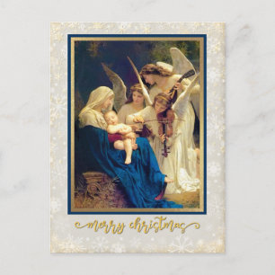 Cartão Postal De Festividades Natividade Clássica Angels Música "Feliz Natal"