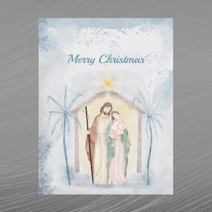 Cartão Postal De Festividades Natividade de Natal Palmeiras Aquarela