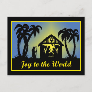 Cartão Postal De Festividades Natividade Silhouette Joy to the World