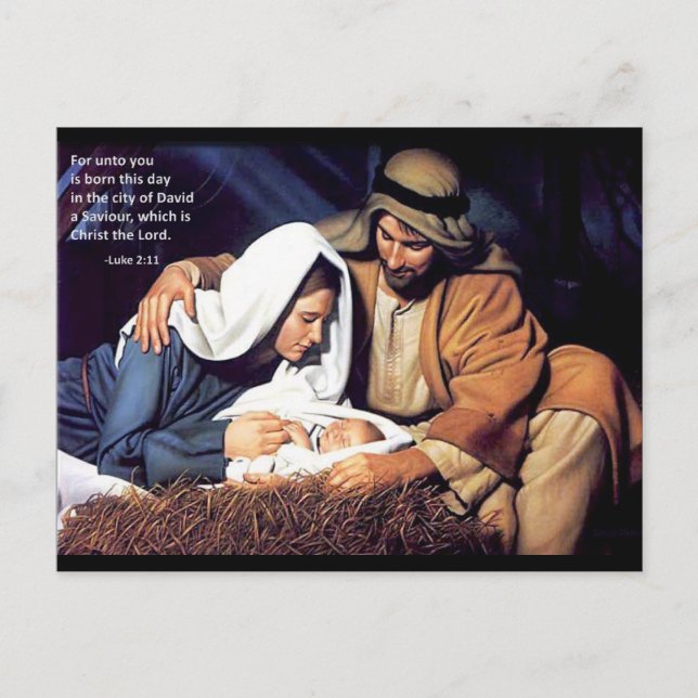 Cartão Postal De Festividades Nativity / Luke 2:11 (Frente)