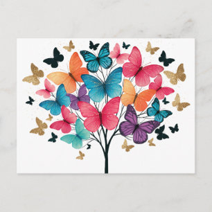 Cartão Postal De Festividades Nature Caprichosa Borboleta Árvore da Vida