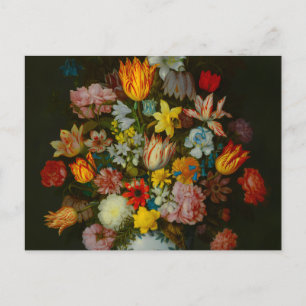 Cartão Postal De Festividades Natureza Morta de Flores em um Vaso Wan-Li