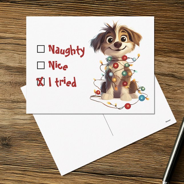 Cartão Postal De Festividades Naughty Nice, Eu Tentei Feriado, Puppy (Criador carregado)
