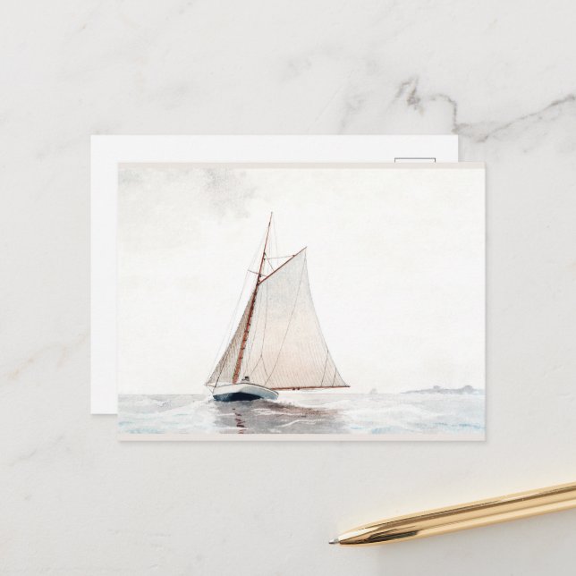 Cartão Postal De Festividades Navegação de Gloucester por Winslow Homer (Frente/Verso In Situ)