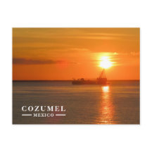 Navio Silhueta Pôr do Sol Dourado Cozumel