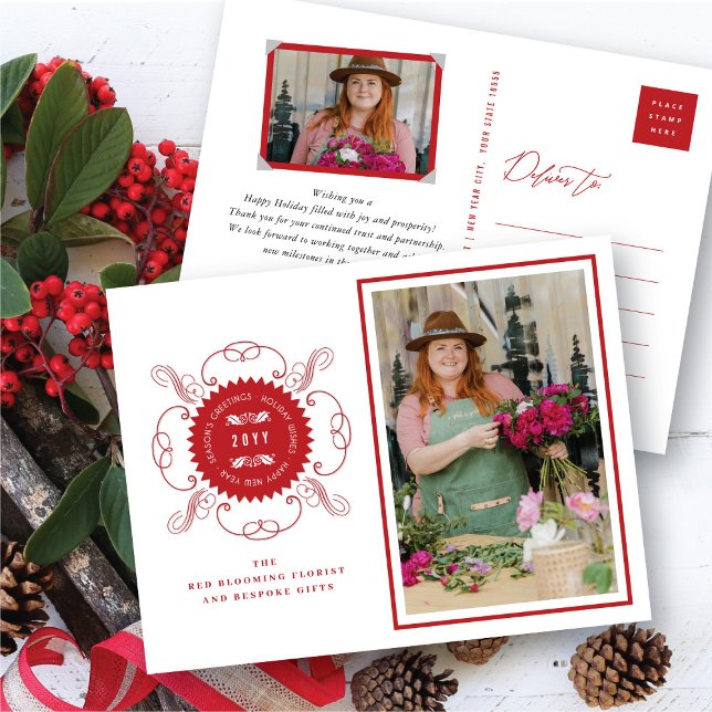 Cartão Postal De Festividades Negócios de Foto Clássica de Seal Saudações da Est (Criador carregado)