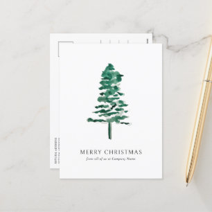 Cartão Postal De Festividades Negócios de Fotos de Árvore de Pinheiro em Aquarel
