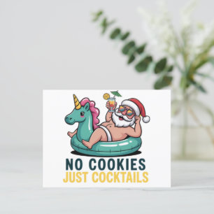 Cartão Postal De Festividades Nenhum Biscoito Apenas Coquetéis Santa Verão Natal