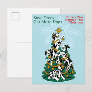 Cartão Postal De Festividades Nenhuma árvore foi prejudicada Natal do Great Dane