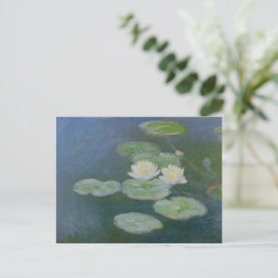 Cartão Postal De Festividades Nenúfares de Monet Efeito Noturno