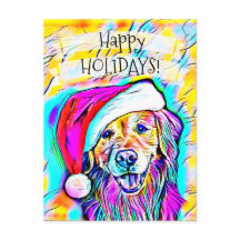 Neon Bright Cores de Natal Arte de Retriever Ouro