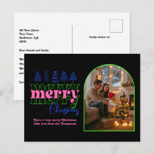 Cartão Postal De Festividades Neon Glow Cozy Arch Foto Feliz Natal