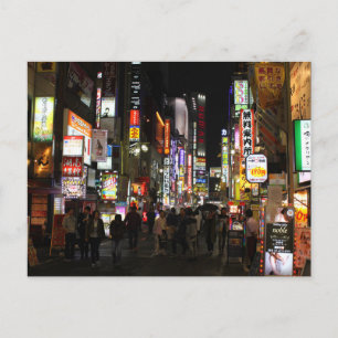 Cartão Postal De Festividades Neons de Tóquio à noite Japão