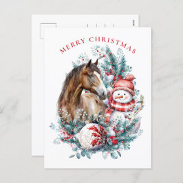 Cartão Postal De Festividades Neve do cavalo, água de Natal elegante