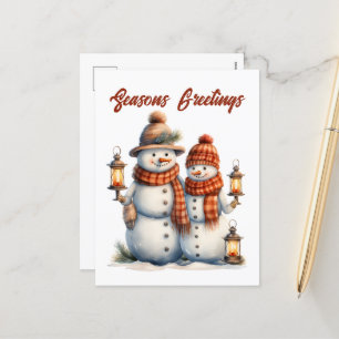 Cartão Postal De Festividades Neve festiva de Natal adiciona texto Feriado