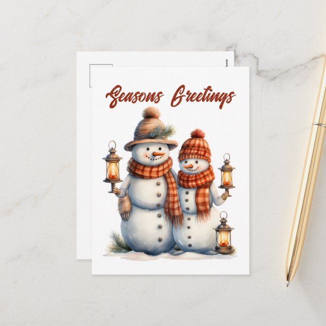 Cartão Postal De Festividades Neve festiva de Natal adiciona texto Feriado (Frente/Verso In Situ)