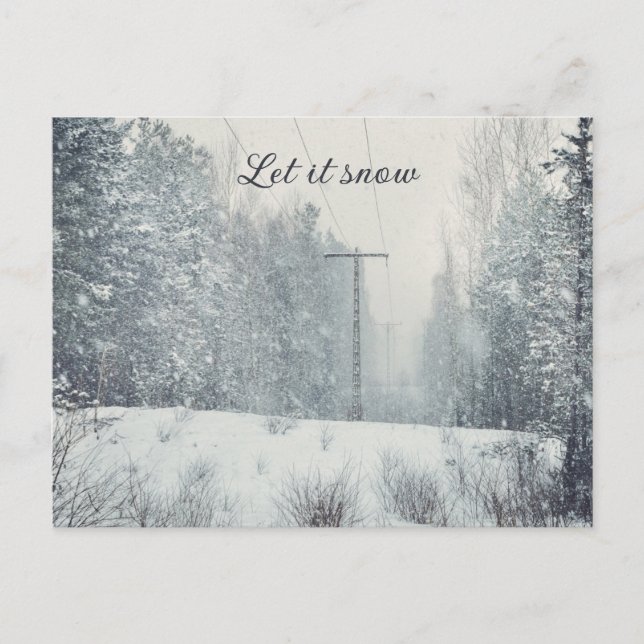 Cartão Postal De Festividades Neve no bosque de inverno  (Frente)