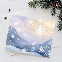 Cartão Postal De Festividades Neve Pastel de Inverno Colinas | Aquarela Bonito