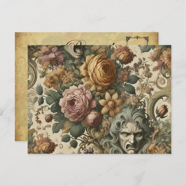 Cartão Postal De Festividades Nevoeiro cerebral - Floral gótico (Frente/Verso)